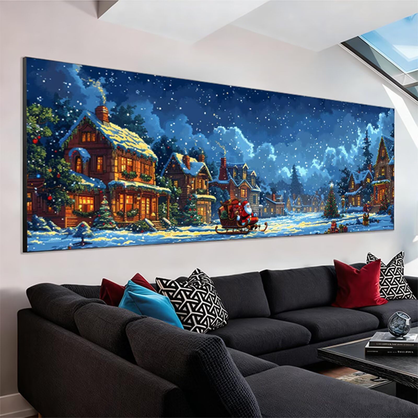 Diament Malarstwo Płatek śniegu Diament Malarstwo Dorosły XXL 240 x 80 cm, 5D Diament Malarstwo Krajobraz Haft Diament Pełny zestaw, DIY Diamenty Obraz Aktywny Ręczny Dla Dorosłych, Dekoracja ścienna