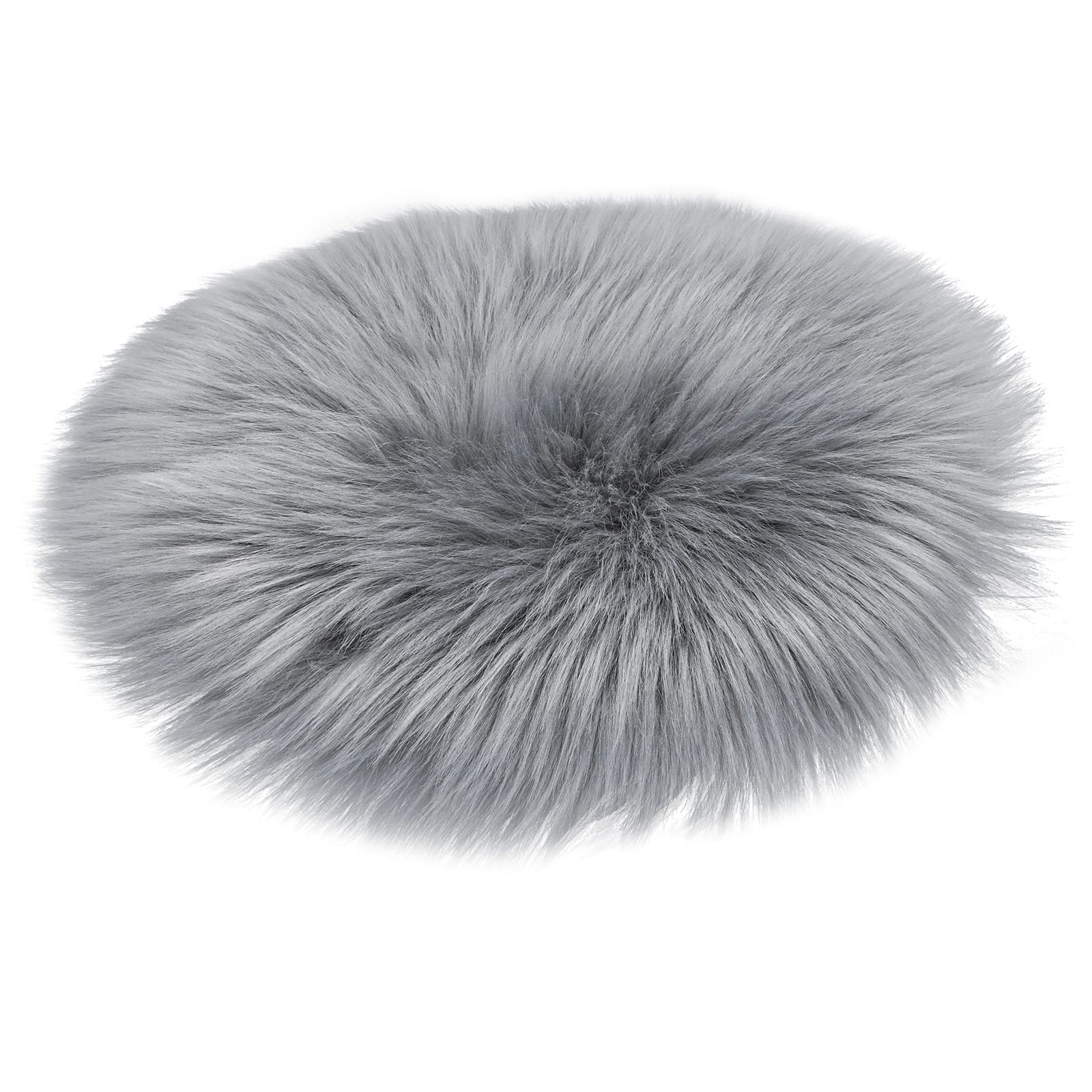 Sibba Alfombra de Piel Sintética Mullida 30 Cm Pequeña Funda Redonda Cojín de Asiento Alfombra Suave Sofá para Salón Fotografía Fondo Manualidades Gris