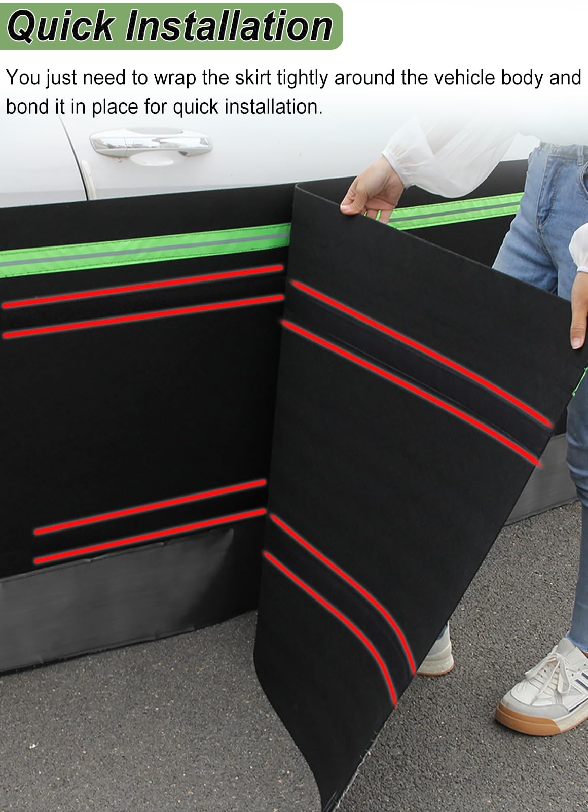 Gonna per Camper Rivestimento Antigraffio EZ Snap per Camper, Kit di Rivestimento Invernale da Viaggio, Copriruota Paraneve per Rimorchi per Climi Freddi(21ft/640cm)