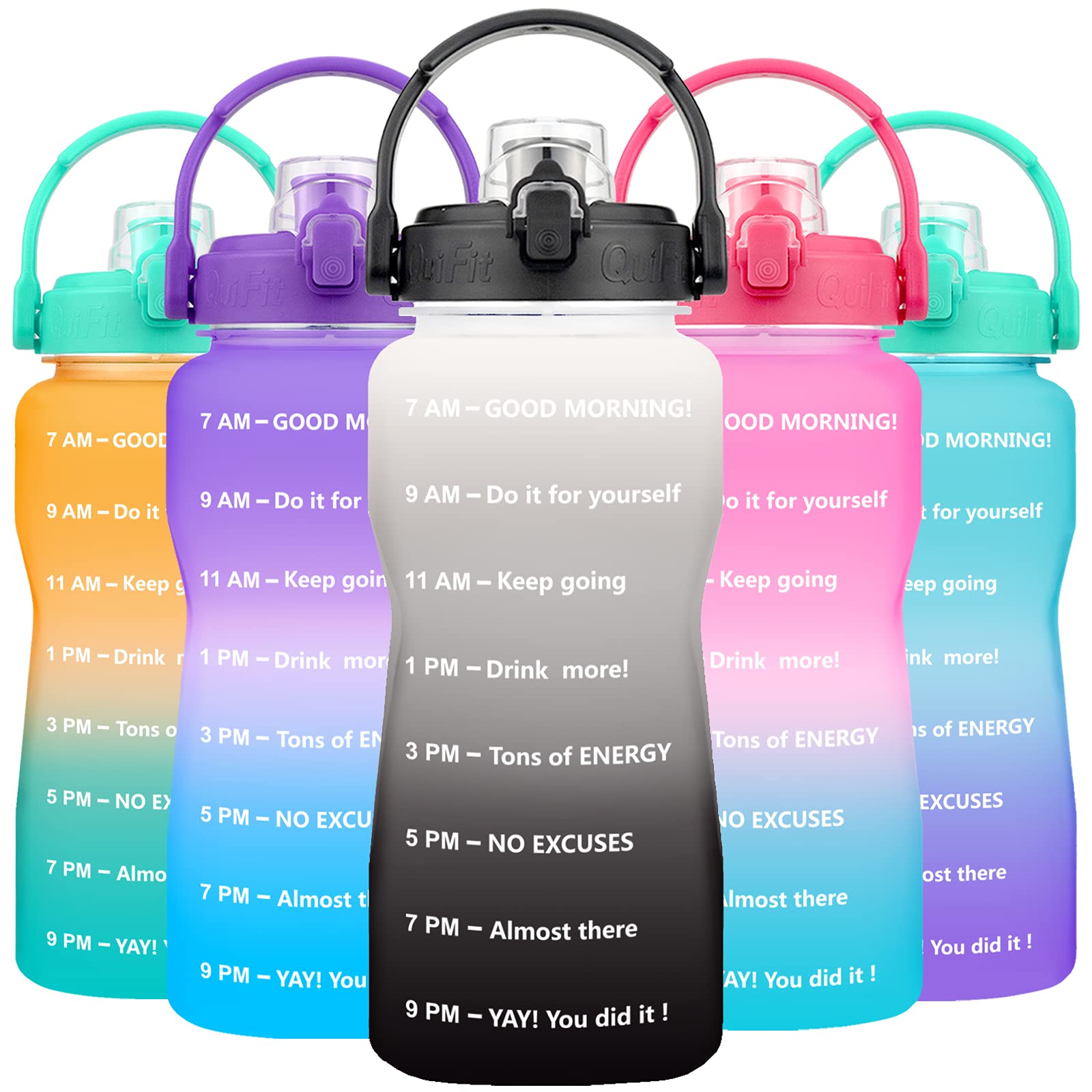 Buy BuildLife Half Gallon Water Bottle No Straw 64 OZ BPA Free Motivational Goals Water Jug