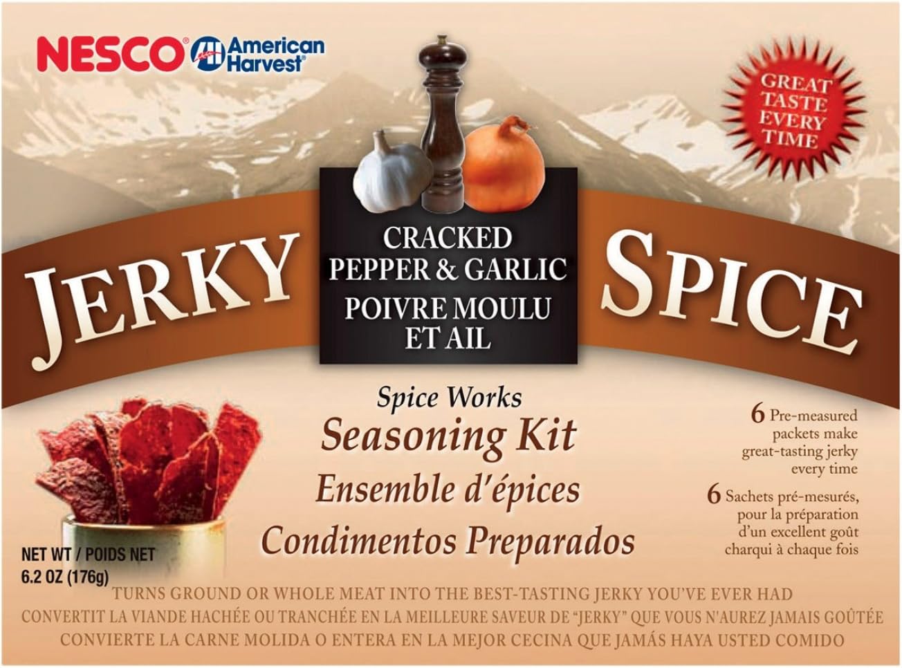 Nesco BJG6 6Pack Jerky Spice Works, Cracked Pepper and Garlic Flavor