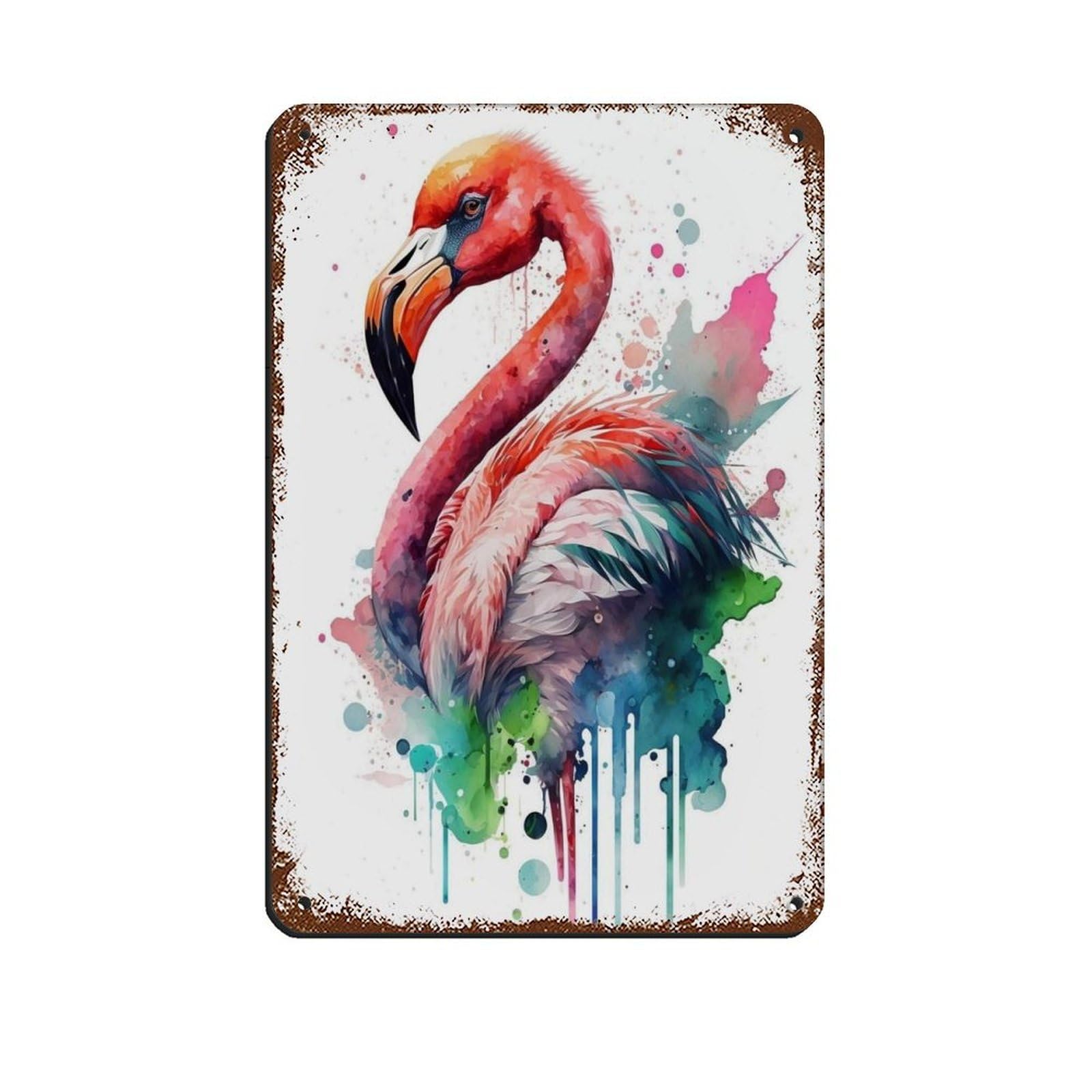 Watercolor Flamingo, Art Poster Retro Poster Metal Tin Sign Chic Art Retro Iron Painting Bar People Cave Cafe Family Garage Poster Wall Decoration 8x12inch(20x30cm)