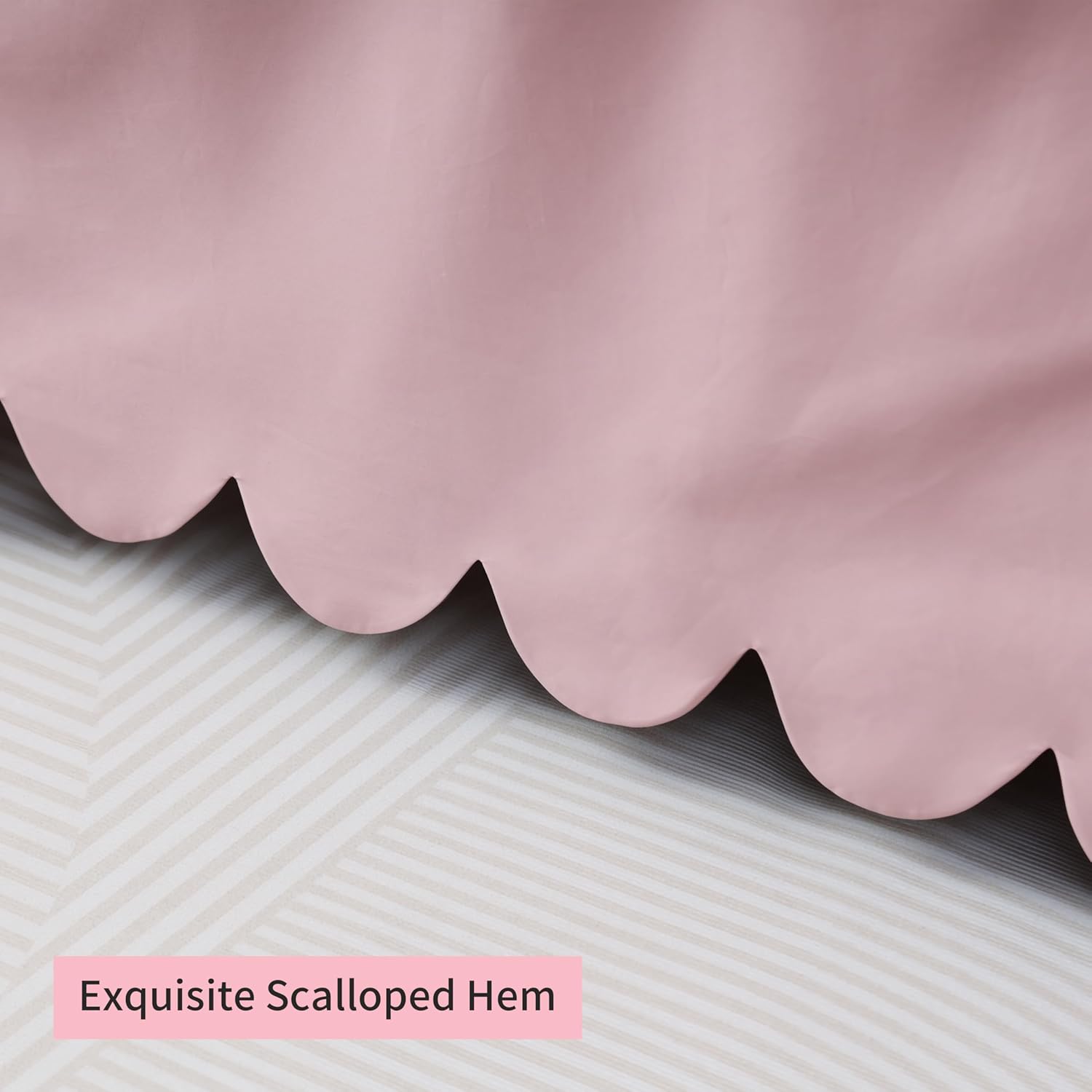 Scallop Edge Crib Skirt Pink, 100% Egyptian Cotton 400 Thread Count Crib Skirt Dust Ruffle,Double Layer,Durable,Smooth Toddler Bedding Skirt for Baby Girls or Boys, 52"X28" with 14"