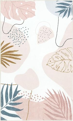 Miniatura 9 de Seavish Alfombras rosadas para dormitorio, estéticas, bohemias, de 3 x 5, para sala de estar, suaves, lavables, para niños, niñas, guardería, sala