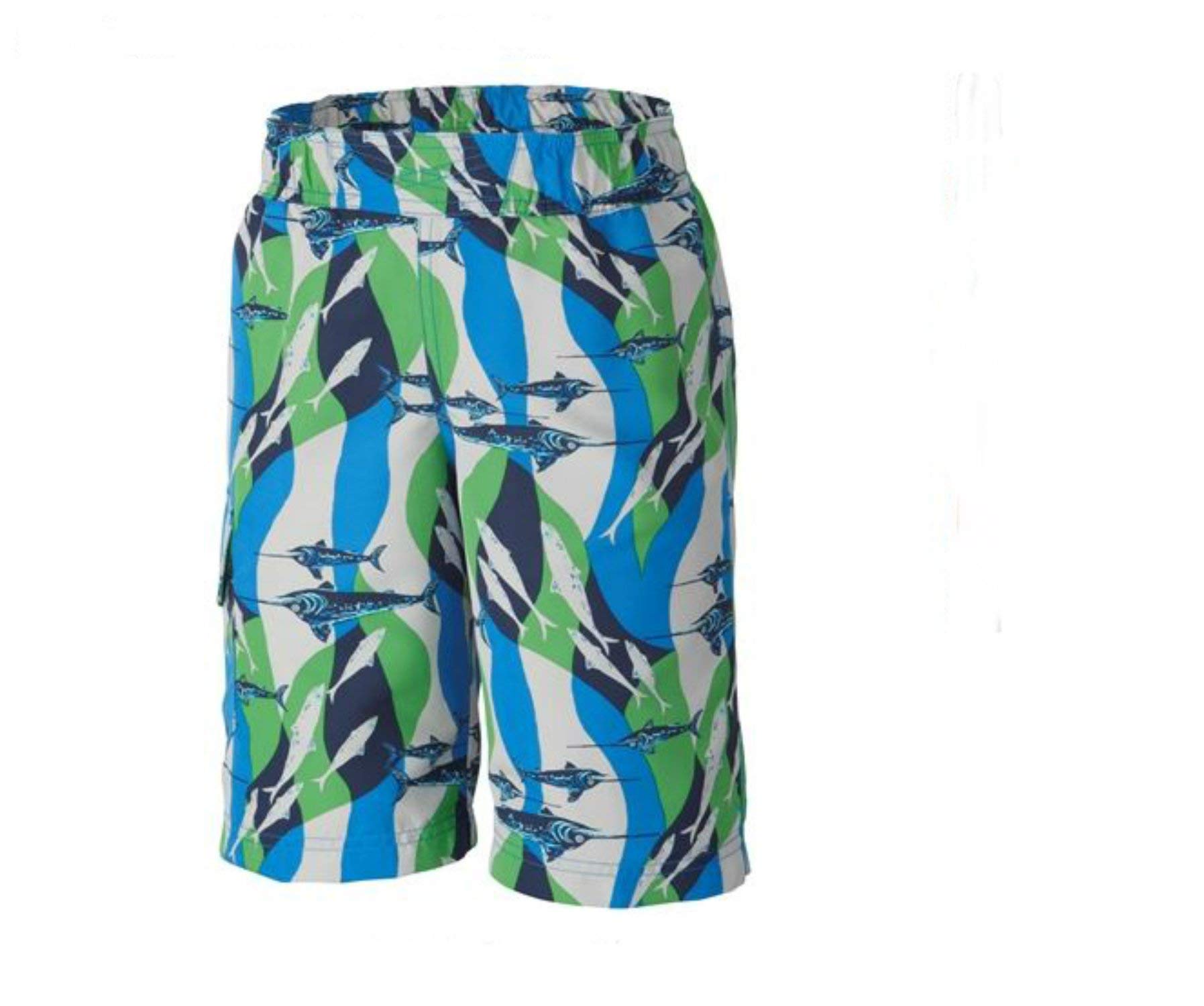 (Small, Fuse Green Fish Print) - Columbia Youth Boys 8-20 Solar Stream Boardshorts