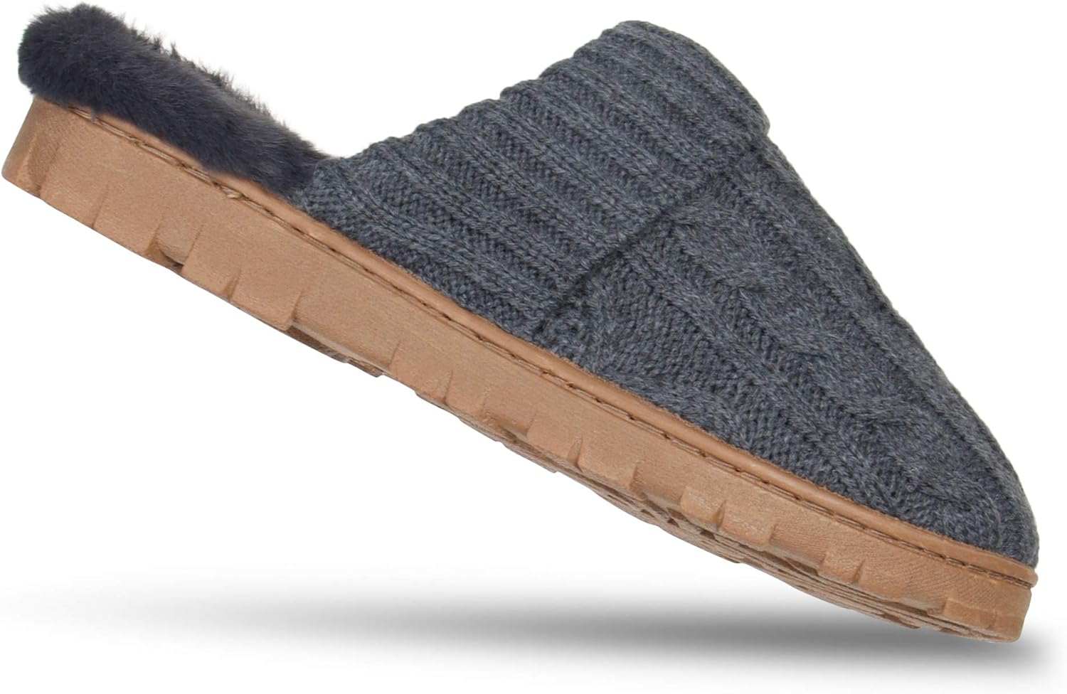 Jessica Simpson Women's Soft Cable Knit Memory Foam Clog Slippers with Indoor/Outdoor Sole - Image 6