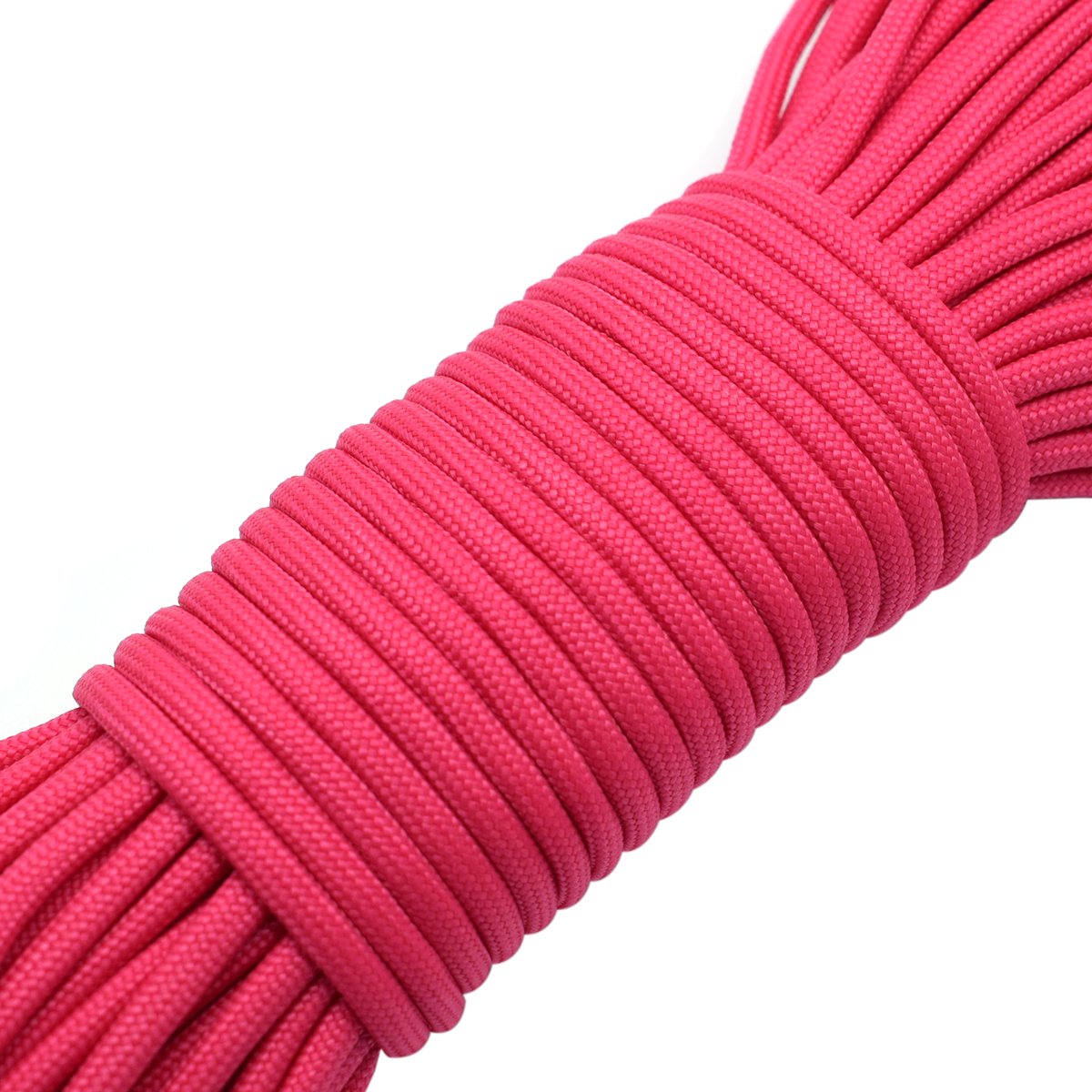 100ft Type III 7 Strand Core Paracord 550 Parachute (43# Hot Pink)