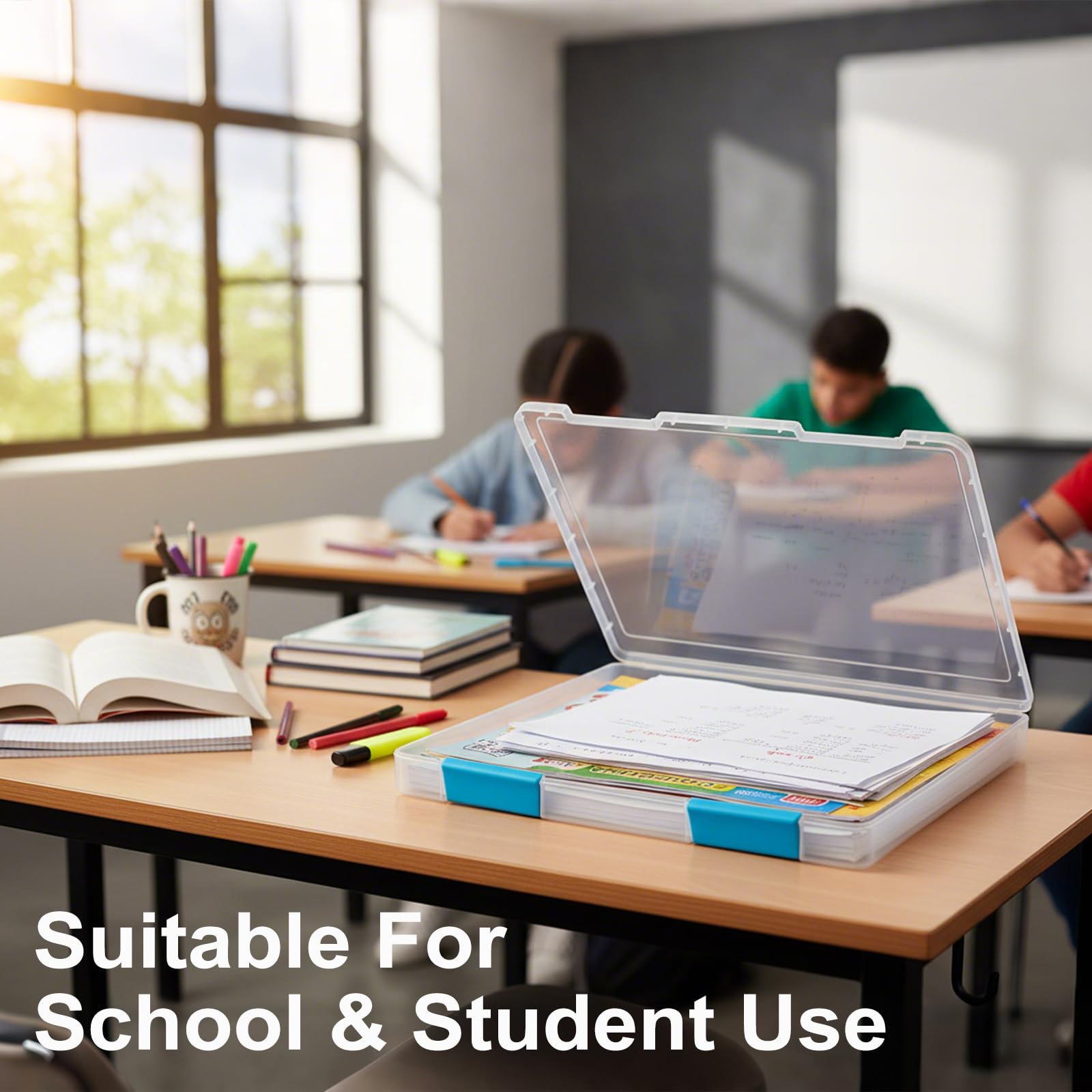 ZILAMGOO 6 Pcs Clear Plastic Document Storage Box, A4 File Box Paper Organizers Holder, Paper Storage Containers with Buckle for Document Magazine File Photo(12.4 x 9.84 x 1.18 in)