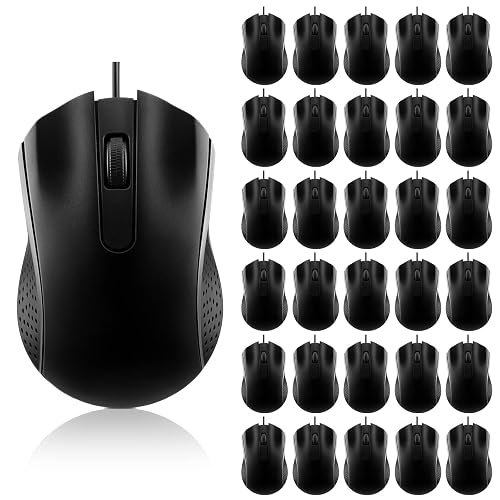 Bonuci 30 Pack USB Wired Mouse 3 Button Corded Computer Mice