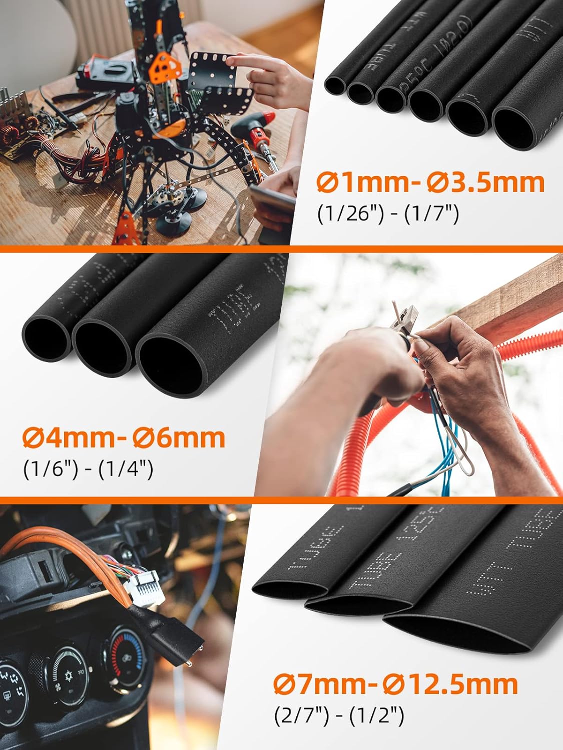 900pcs Heat Shrink Tubing Black,Eventronic Heat Shrink Tube Wire Shrink Wrap Ratio 2:1, Safe and Easy, Eco-Friendly Material,Electric Insulation Heat Shrink Tube Kit with Box: Industrial & Scientific