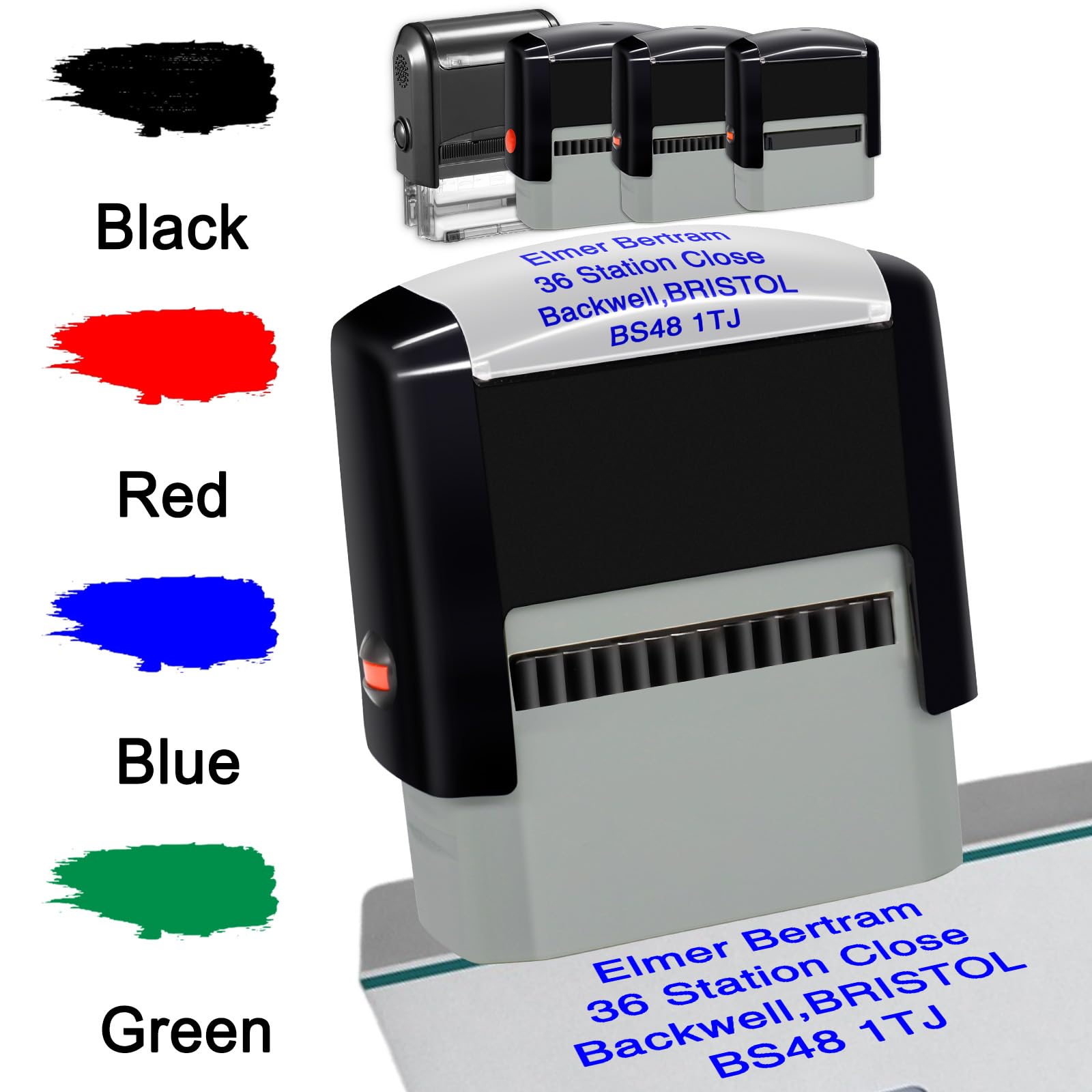 Morlavid Personalised Stamp Custom Stamps Self Inking With Stamp Pad Customise Return Address Stamp For Business Office,4 Lines