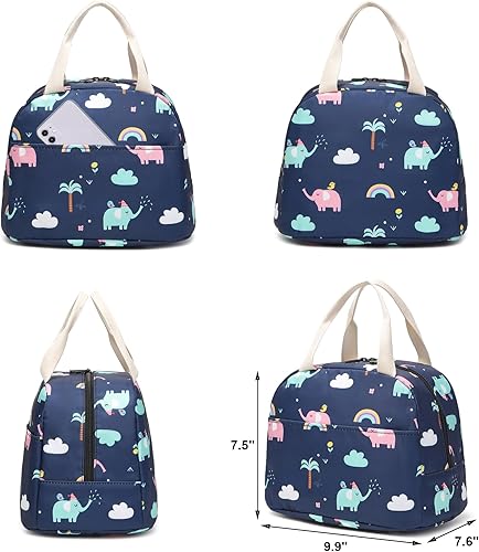 Miniatura 6 de Bolsa de almuerzo para mujeres y niñas, lonchera reutilizable con aislamiento térmico para adultos y niños, trabajo, escuela, picnic, playa Elefante