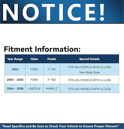 Miniatura 2 de Detroit Axle - Kit de frenos para Ford F-150 Lincoln Mark LT 4WD 2004-2008 Rotores de freno perforados y ranurados Pastillas de freno de cerámica