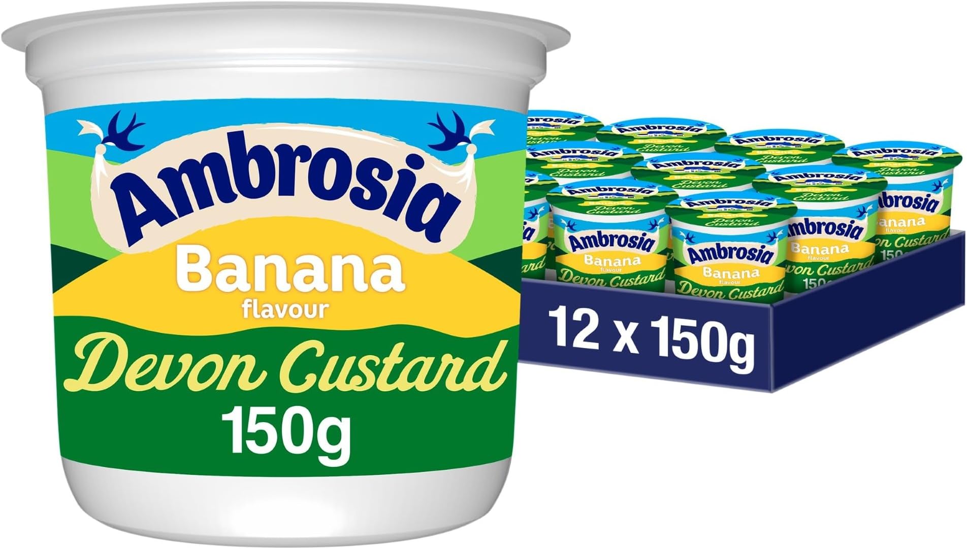 Ambrosia Devon Custard Pots Banana Flavour, Creamy Ready-to-Eat Dessert, 150 ...