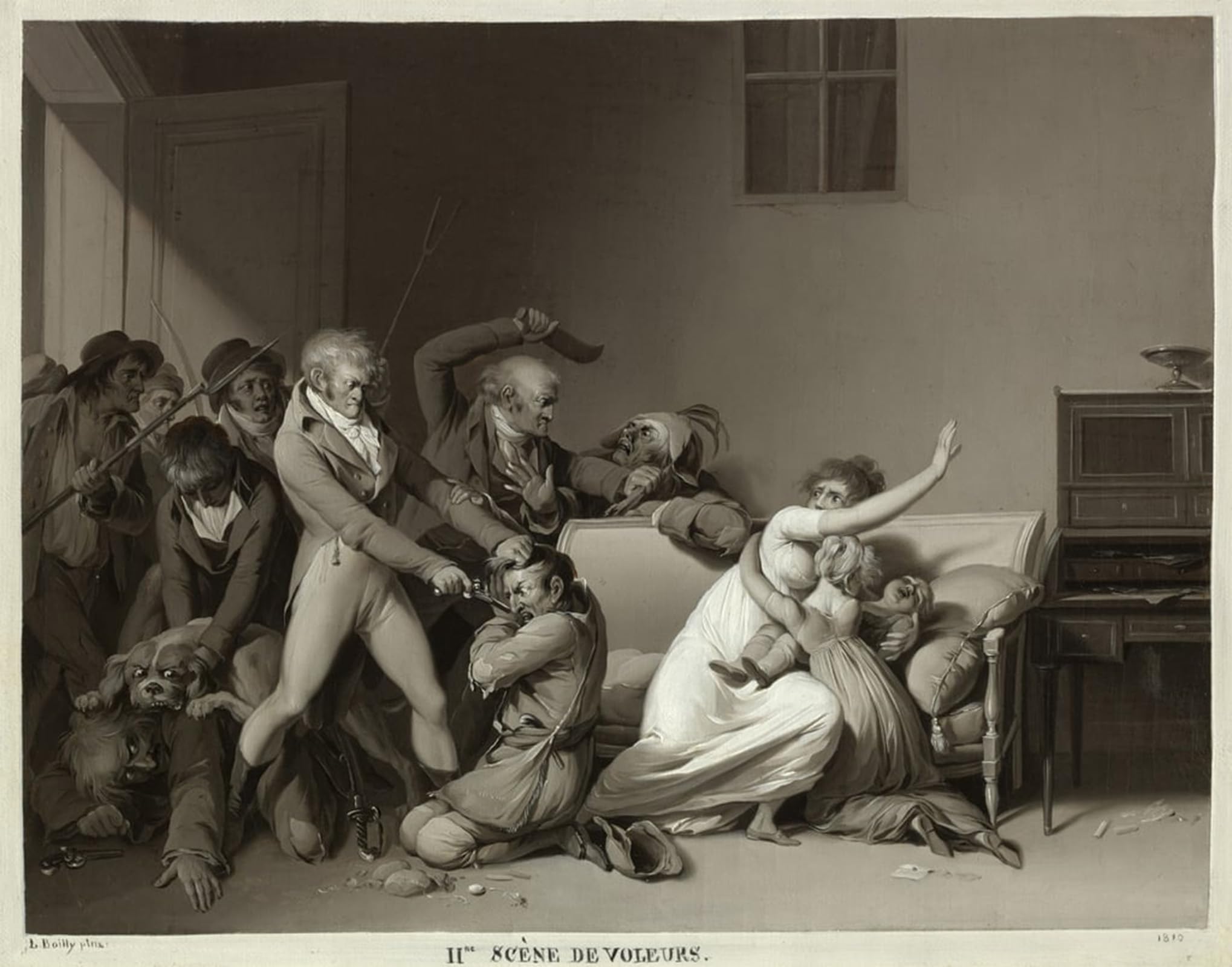 POSTERIIk Vintage Print Pop Art Landscape Artwork Second Scene of Burglars the Burglars Arrested by Louis Leopold Boilly Art Prints for Office Home Decor 60x90cm