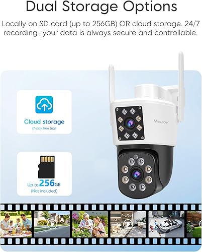 Miniatura 7 de VSTARCAM Cámara de seguridad para exteriores de 2MP+2MP, cámara dual 2K, monitoreo de 360, sonido de alarma personalizado, visión nocturna a todo