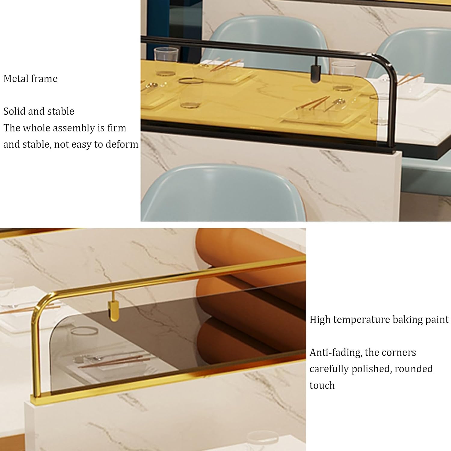 Elegant Tempered Glass Partition for Restaurant Counters Office Spaces and Aisles Decorative Separation Barrier for Living Room and Office (25 x 60 cm)
