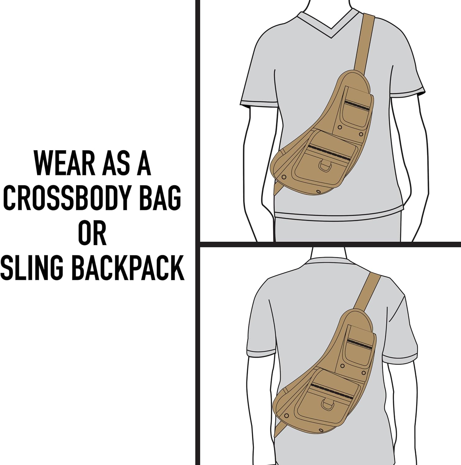Rothco Vintage Canvas Crossbody Sling Bag – Compact Travel Shoulder Backpack 2L Storage