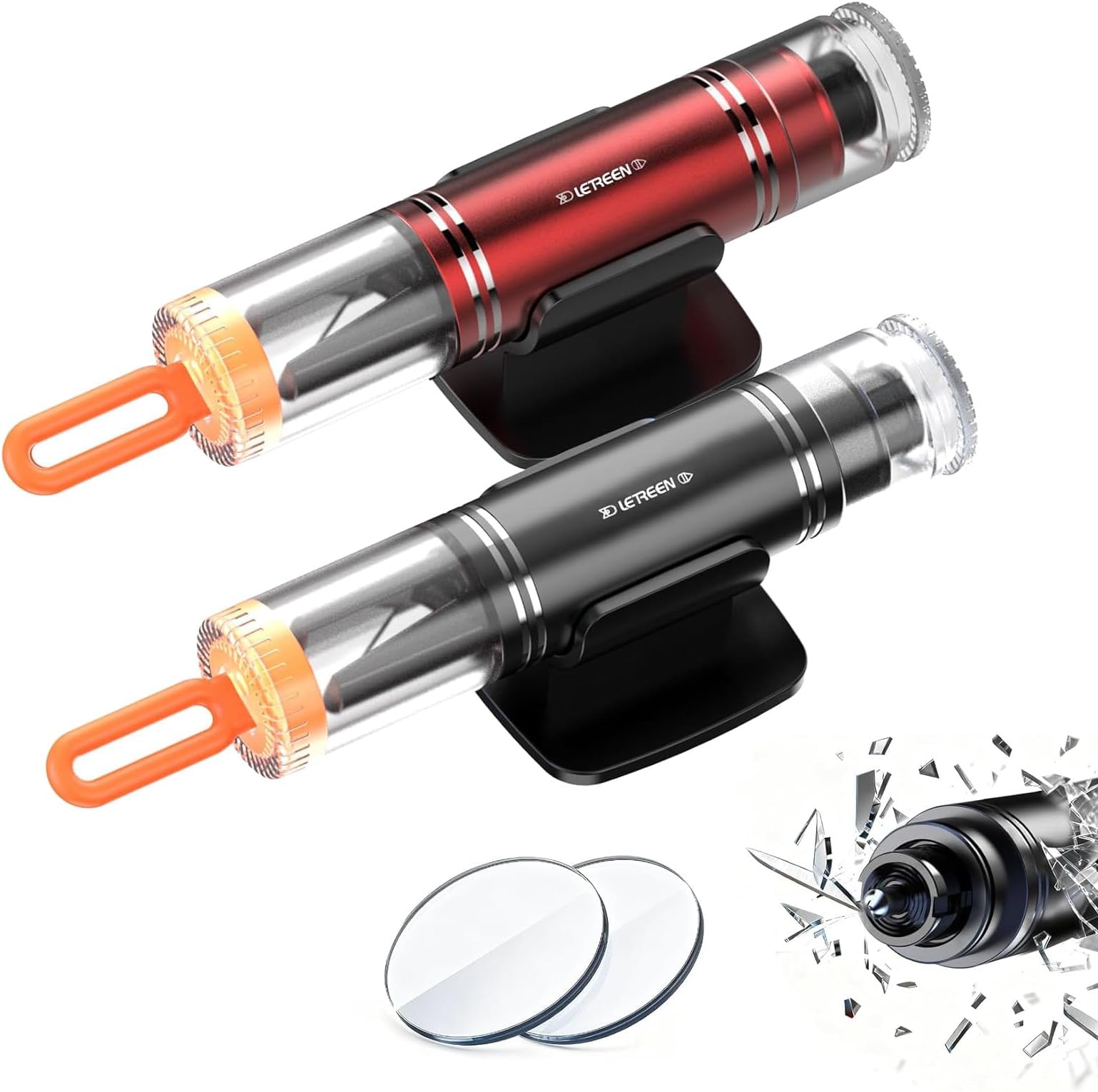 2 Pack Car Window Breaker Flash Hammer for Car, 2-in-1 Safe Emergency Car Escape Tool with Seat Belt Cutter, Window Glass Breaker for All Vehicles, Life-Saving Safety Hammer