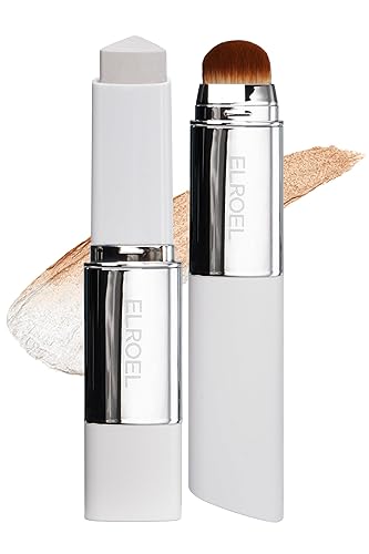 ELROEL BLANC Cover Cream Stick V - Korean Color-Changing Foundation with Detachable Brush - Full to Medium Coverage Base Makeup (201 Fair, 0.45 oz) - 201 Light
