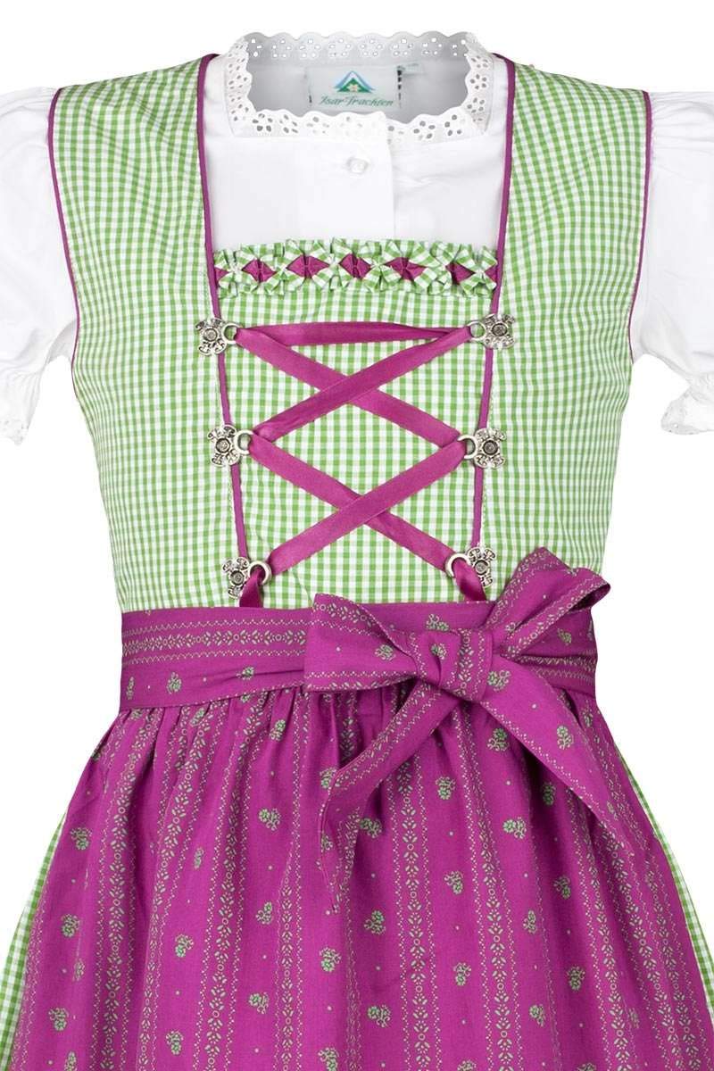Isar-Trachten Dziewczęca dirndl zielona jagoda z bluzką, zielona, 80, zielony, 128 cm