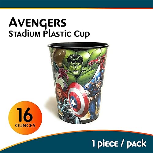 Miniatura 4 de Unique Vaso de plástico para estadio, 16 onzas, Vengadores, 1 unidad