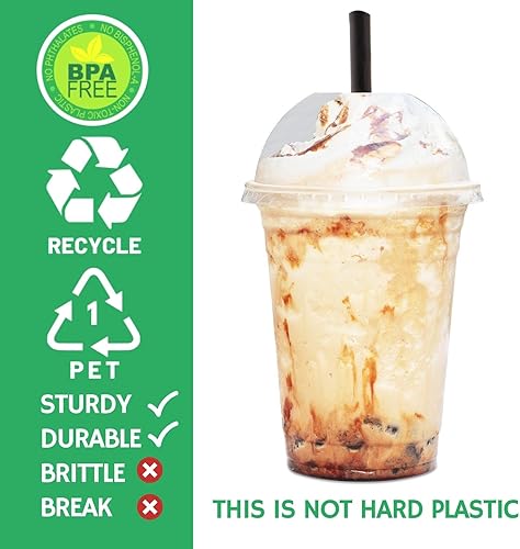 Miniatura 3 de Vasos de plástico transparente de 16 onzas con tapas de cúpula  100 juegos de tazas desechables de fiesta para café helado, bebidas frías, batidos,