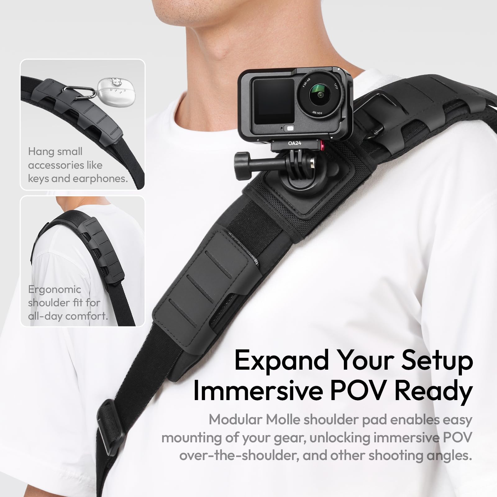 ULANZI U023 - Borsa a tracolla per fotocamera da 13 litri, impermeabile, con pannello Molle e scomparto imbottito per fotocamera DSLR/fotocamera, scomparto per laptop da 14", treppiede, borsa modulare