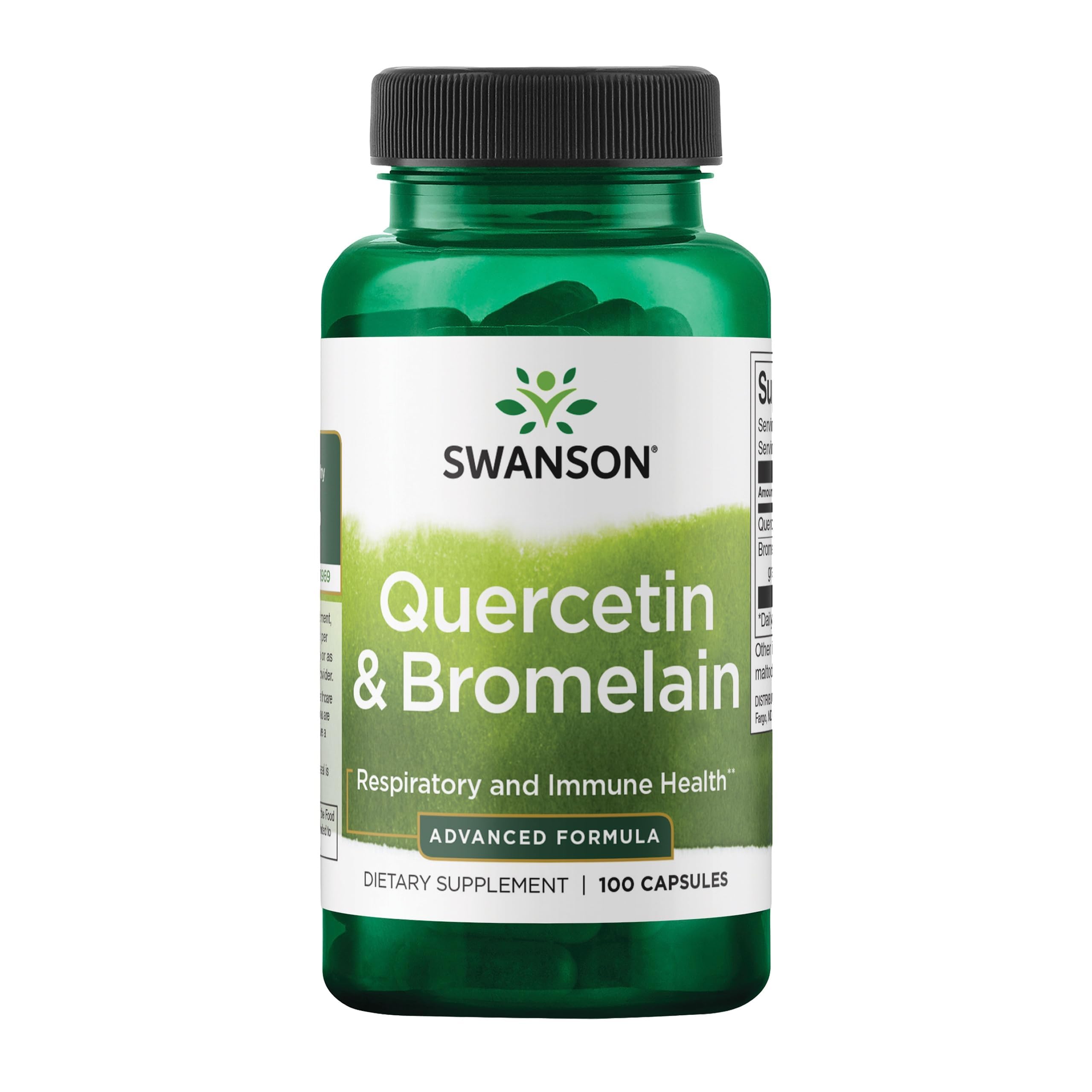 Swanson Quercetin & Bromelain, Respiratory Health, 250/78 mg, 100 Caps 100 Count (Pack of 1)