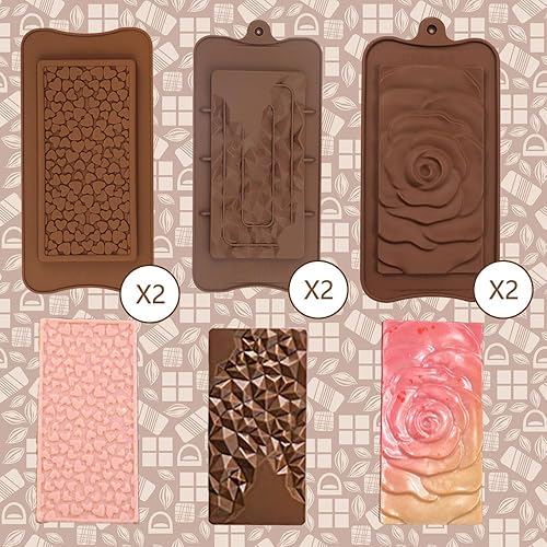 Miniatura 3 de 6 moldes de silicona para chocolate, moldes de barra de caramelo, moldes de barra de chocolate de silicona antiadherente de grado alimenticio,