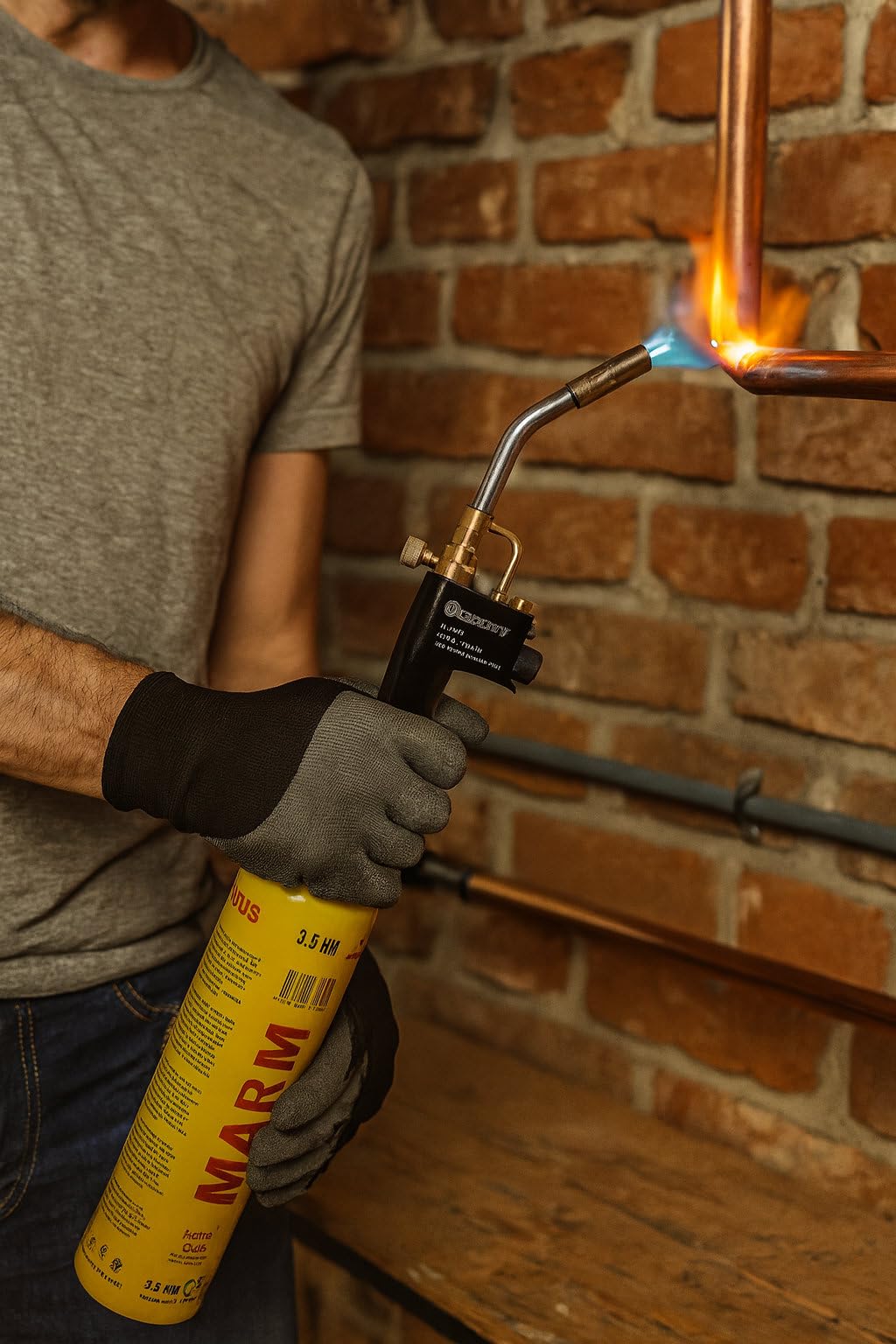 Gazcamp Profi Turbo Lötbrenner 3,5 kW 2400°C / 950°C mit Piezozündung 7/16" Gewinde mit 330g Gaskartuschen Überkopf-Arbeiten Lötpistole Gasbrenner (Lötbrenner Einzeln)