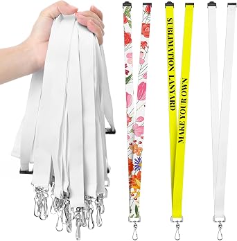 Yeaqee Pack of 30 Sublimation Lanyard Blanks Breakaway with Detachable Buckle White Heat Transfer Lanyards for Custom Personalized Bulk for ID Card Badge Holder Teachers Workers