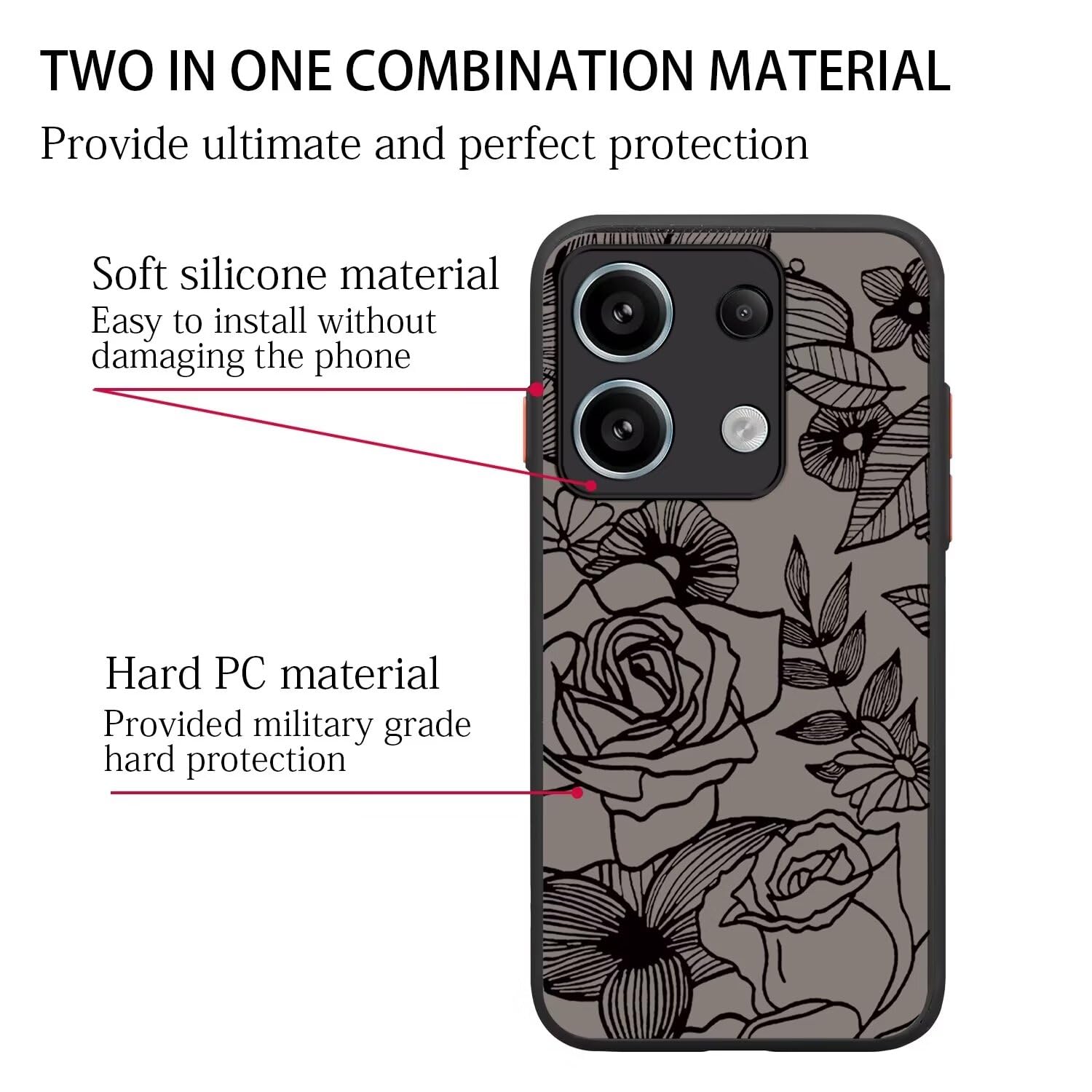 Handyhülle Für Xiaomi Redmi Note 13 4G - Durchsichtige Silikon-Hülle Mit 3D-Rosen-Druck Und Vollständigem Kameraschutz