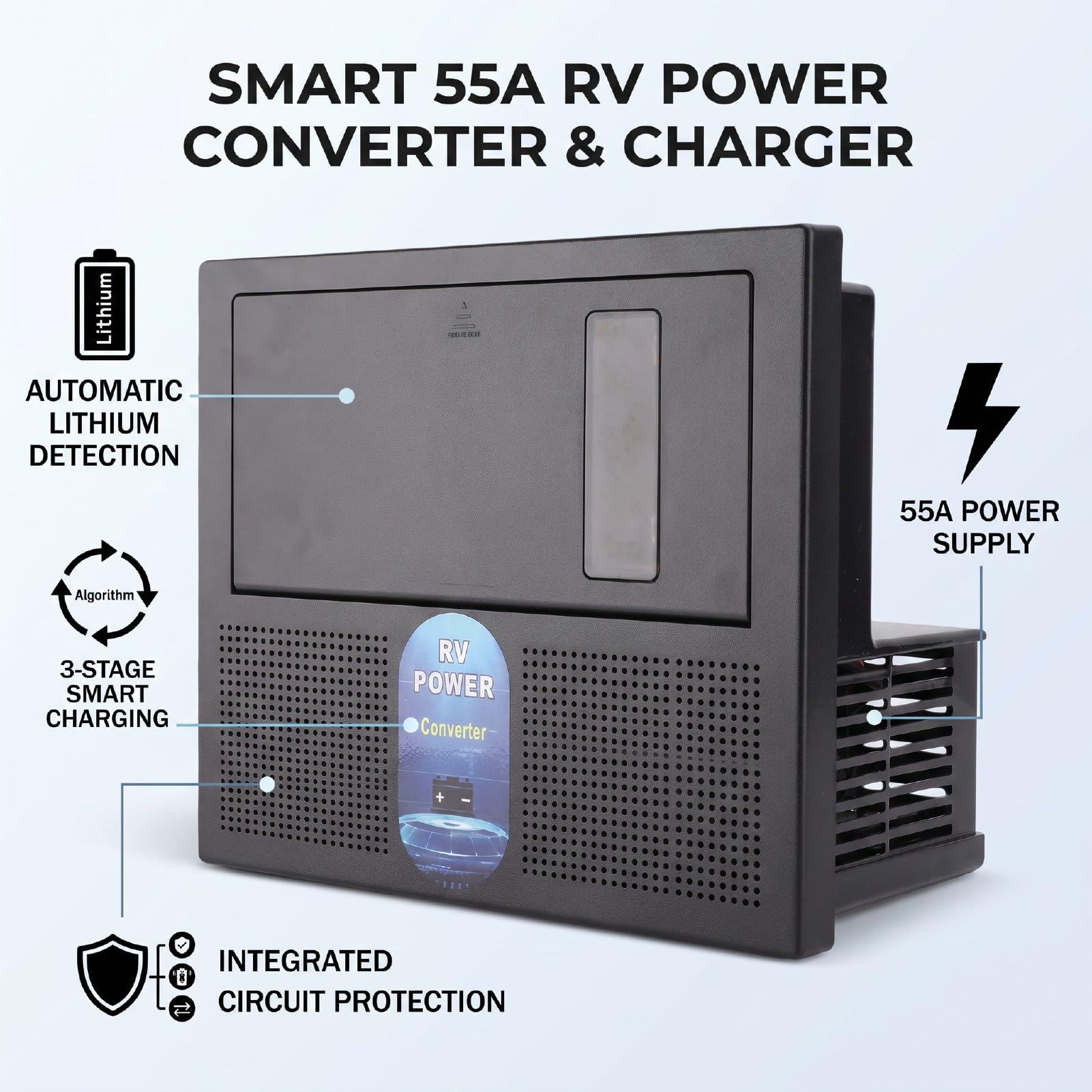 Tbest Convertisseur Chargeur pour Camping Car, Chargeur Intelligent 3