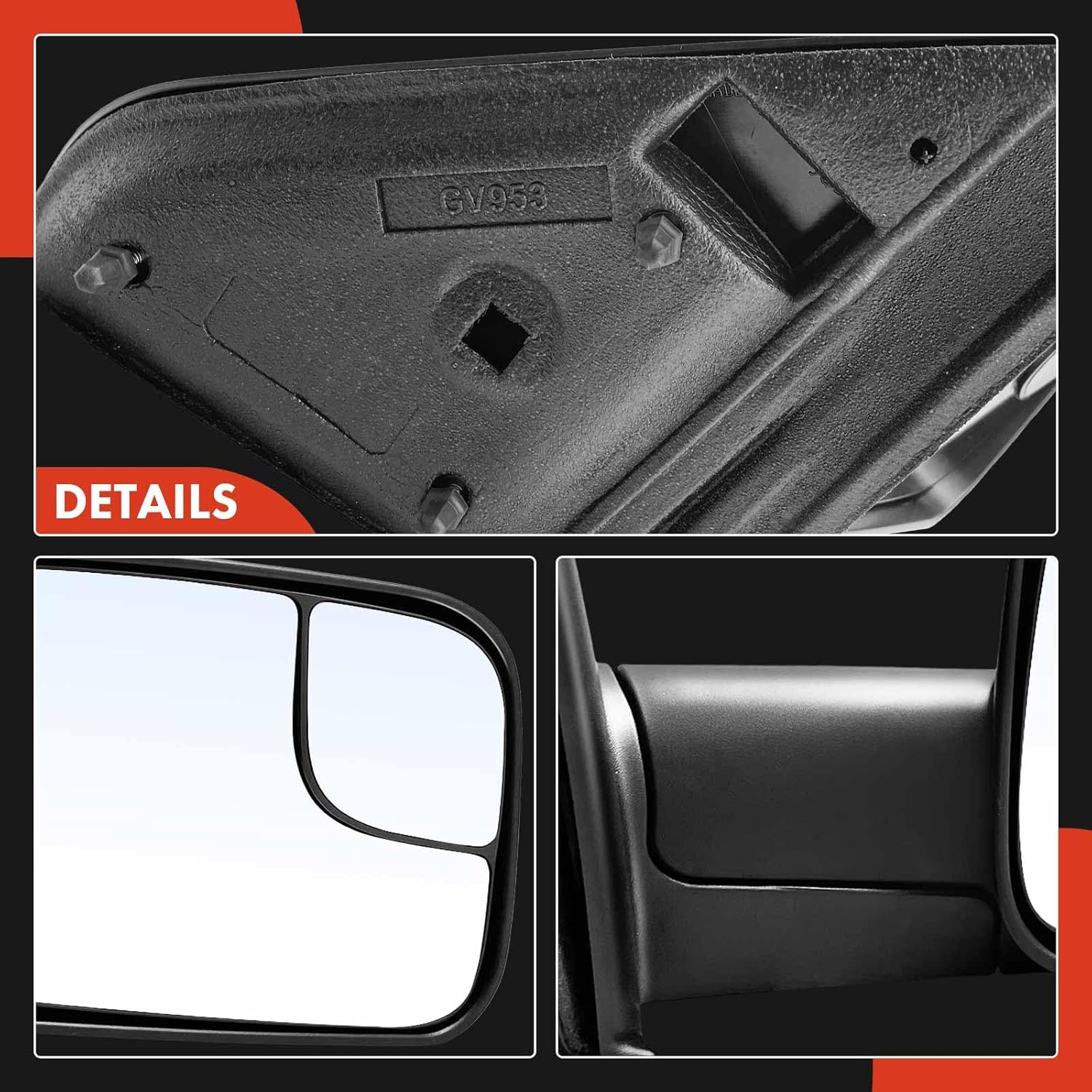 A-Premium Passenger Side Manual Door Mirror - Compatible with Dodge Ram 1500 2002-2009, Ram 2500/3500 2005-2009 - Non-Heated Manual Folding Black Outside Rear View Mirror