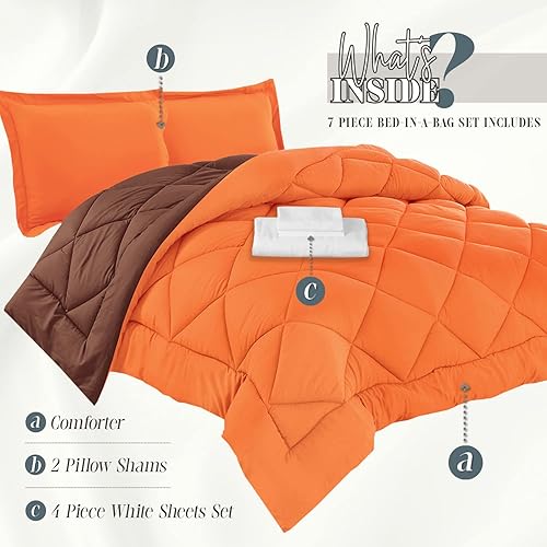 Vista 45 de Elegant Comfort Juego de sábanas y edredón de 7 piezas, tamaño individual XL, de 1500 hilos, súper acogedor, resistente a las arrugas y a