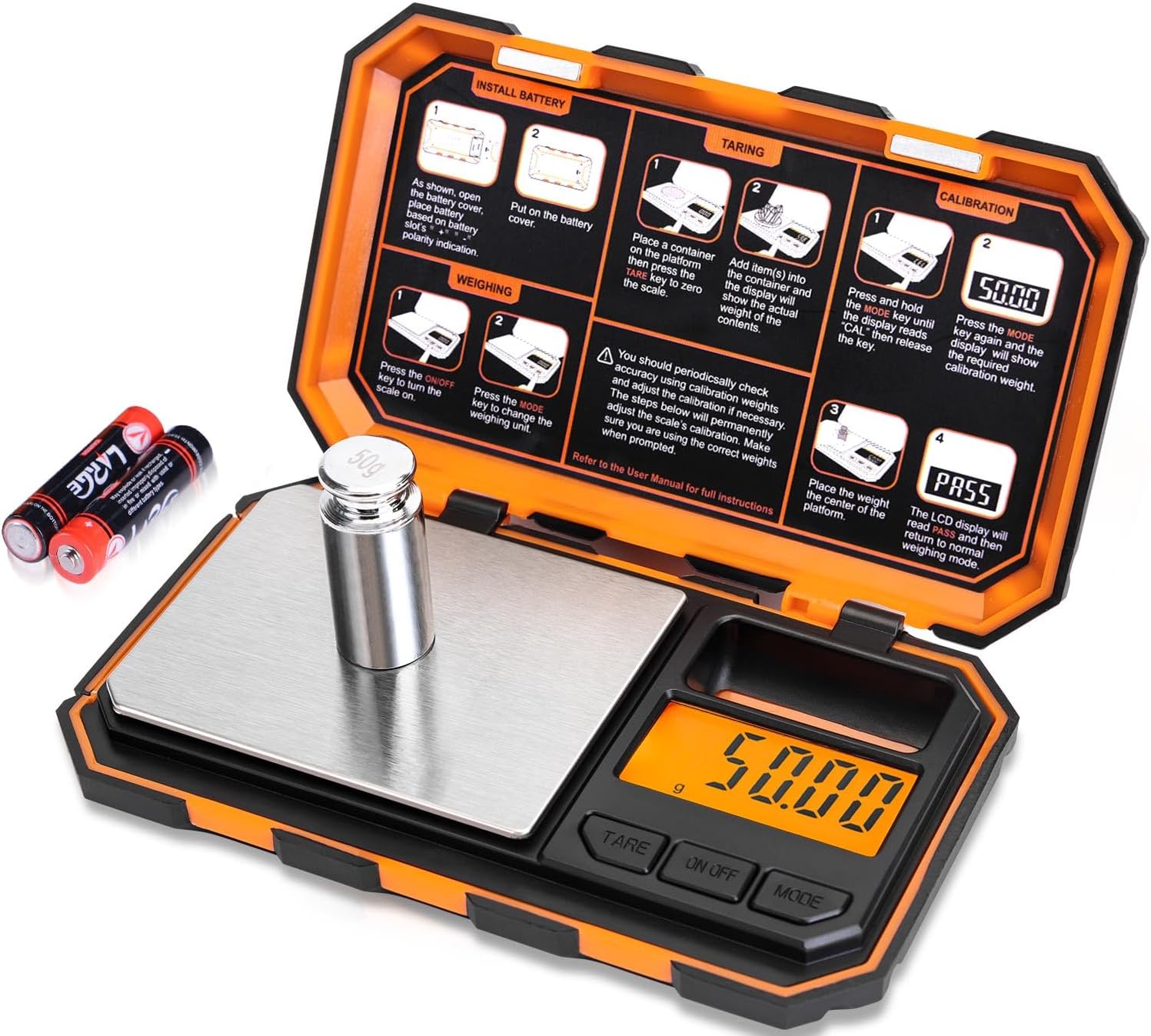Digital Pocket Scale, 200g x 0.01g, 6 Units Conversion Mini Scale with LCD Display, Tare Function for Food, Jewelry, Medicine, Coffee (Battery Included)