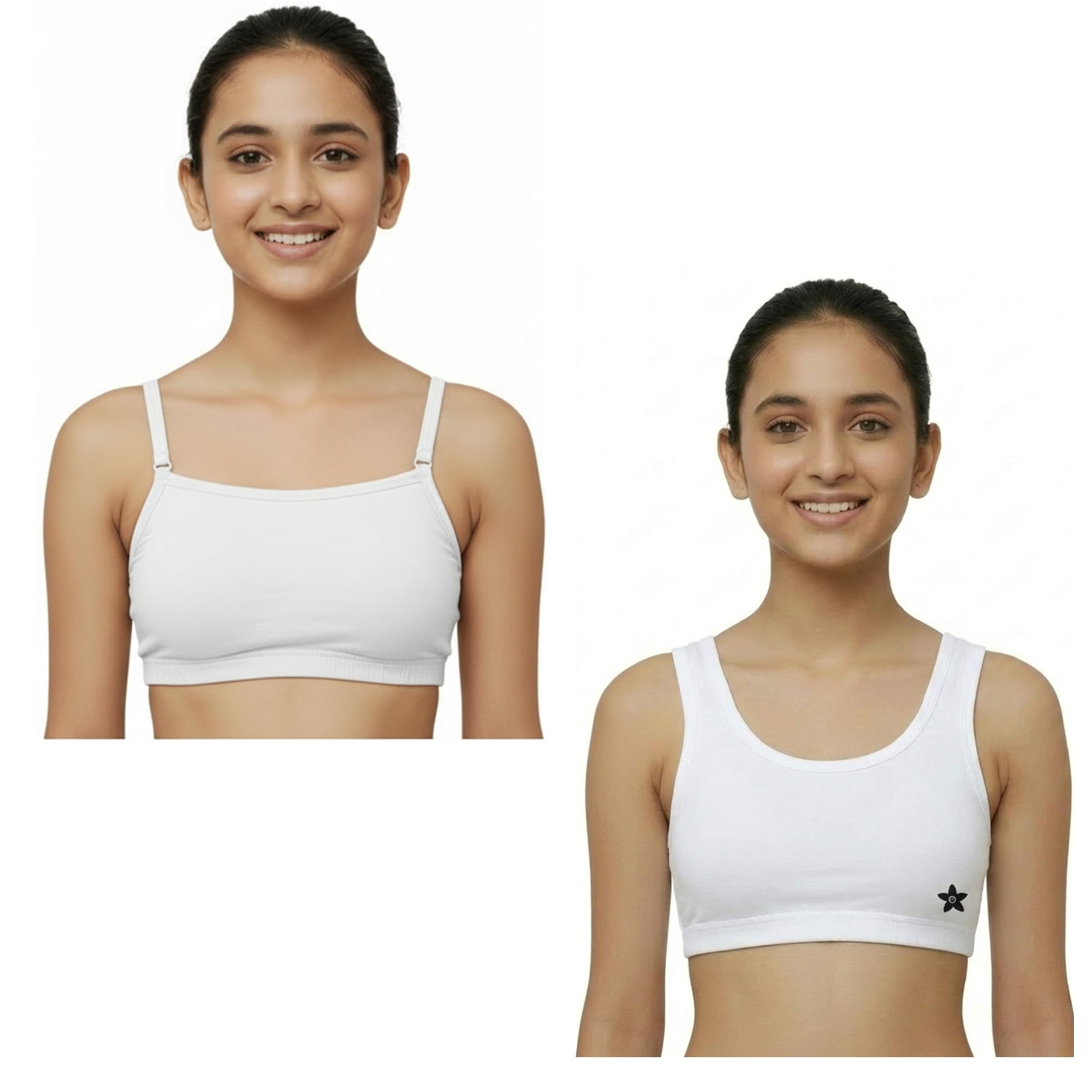Cotton Beginners Bra for Girls | Dual Layer | Adjustable Straps | Non-Padded |Perfect with School Uniform-image-10