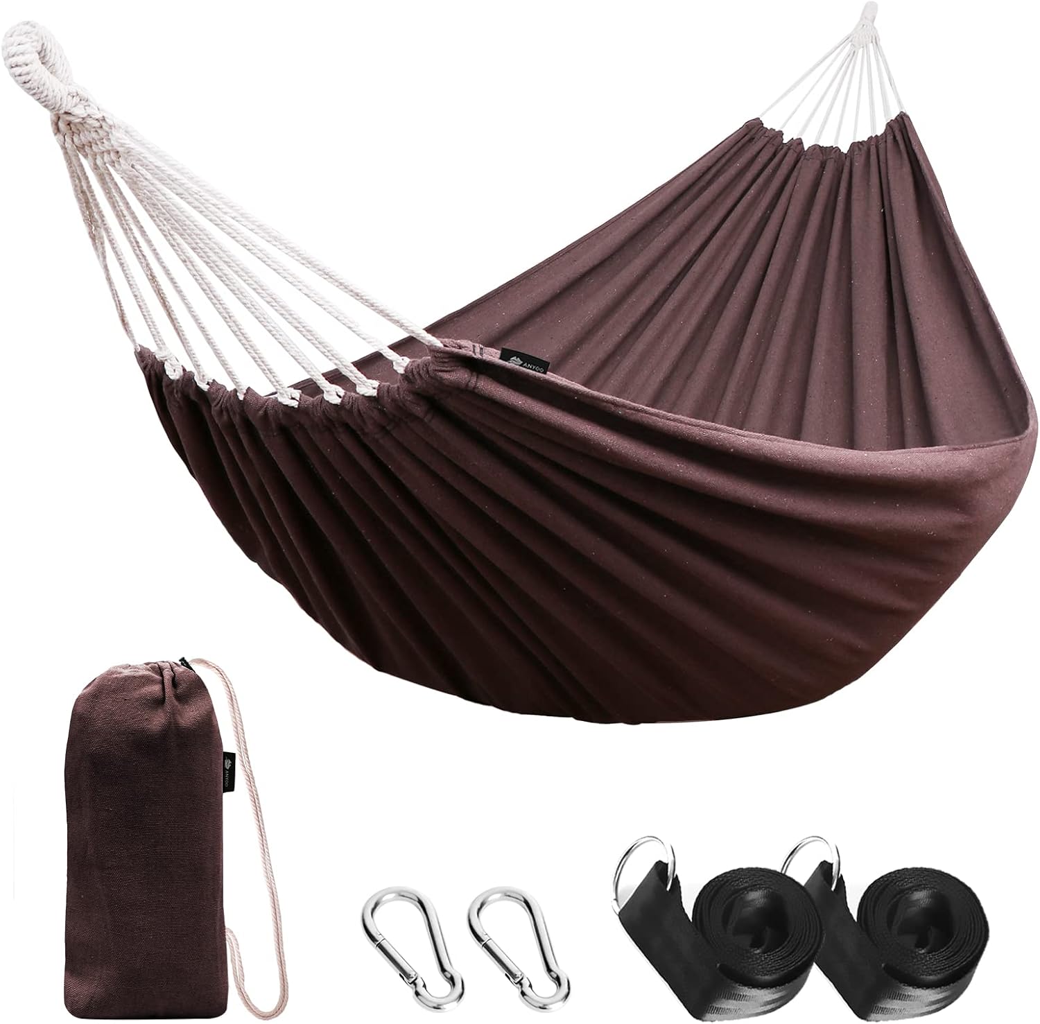 Anyoo Garden Cotton Hammock Comfortable Fabric Hammock with Tree Straps for Hanging Durable Hammock Up to 450lbs Portable Hammock with Travel Bag,Perfect for Camping Outdoor/Indoor Patio Backyard