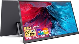 18.5 inch Portable Monitor for Laptop, RRV Travel Gaming Monitor 120Hz 1080P FHD HDR USB C HDMI Gaming Ultra-Slim, Portable Second External Monitor for Laptop PC Mac Phone PS5 Xbox Switch
