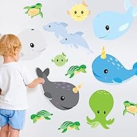 Vista 1 de Sealife - Kit de calcomanías para pared, diseño de narval y ballena Chromantics