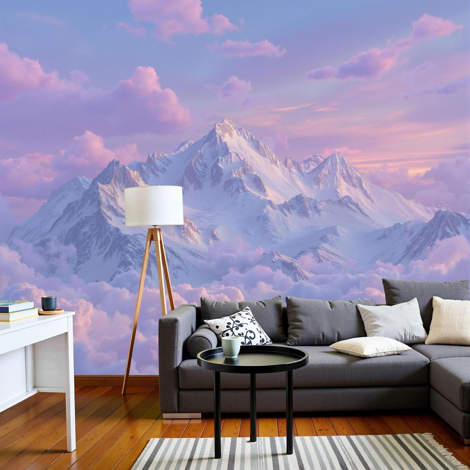 kfjhgbdshhj Non-Woven Photo Wallpaper, High Towering Mountains, 3D Effect, Naturally Picturesque for Living Room, Bedroom, Pink Wallpaper for Wall,350cmx256cm Stickers - Frameless Painting - Poster