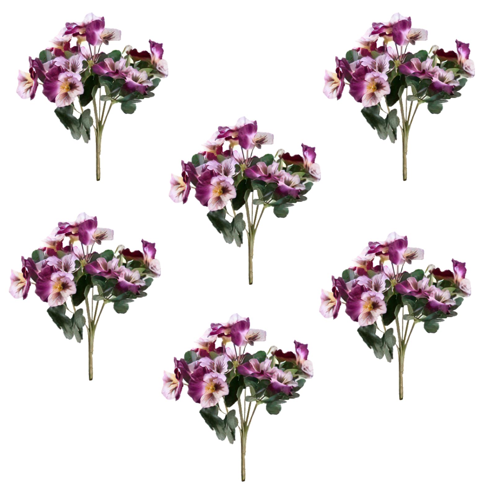 Ysinobear Purple Artificial Flower Plants, 6 Bundles Fake Flowers For Outdoor And Indoor, Small Wild Flowers Decoration,Artificial Plastic Silk Bouquets,Fake Plants Pansy For Family Garden Porch Windows (Purple)