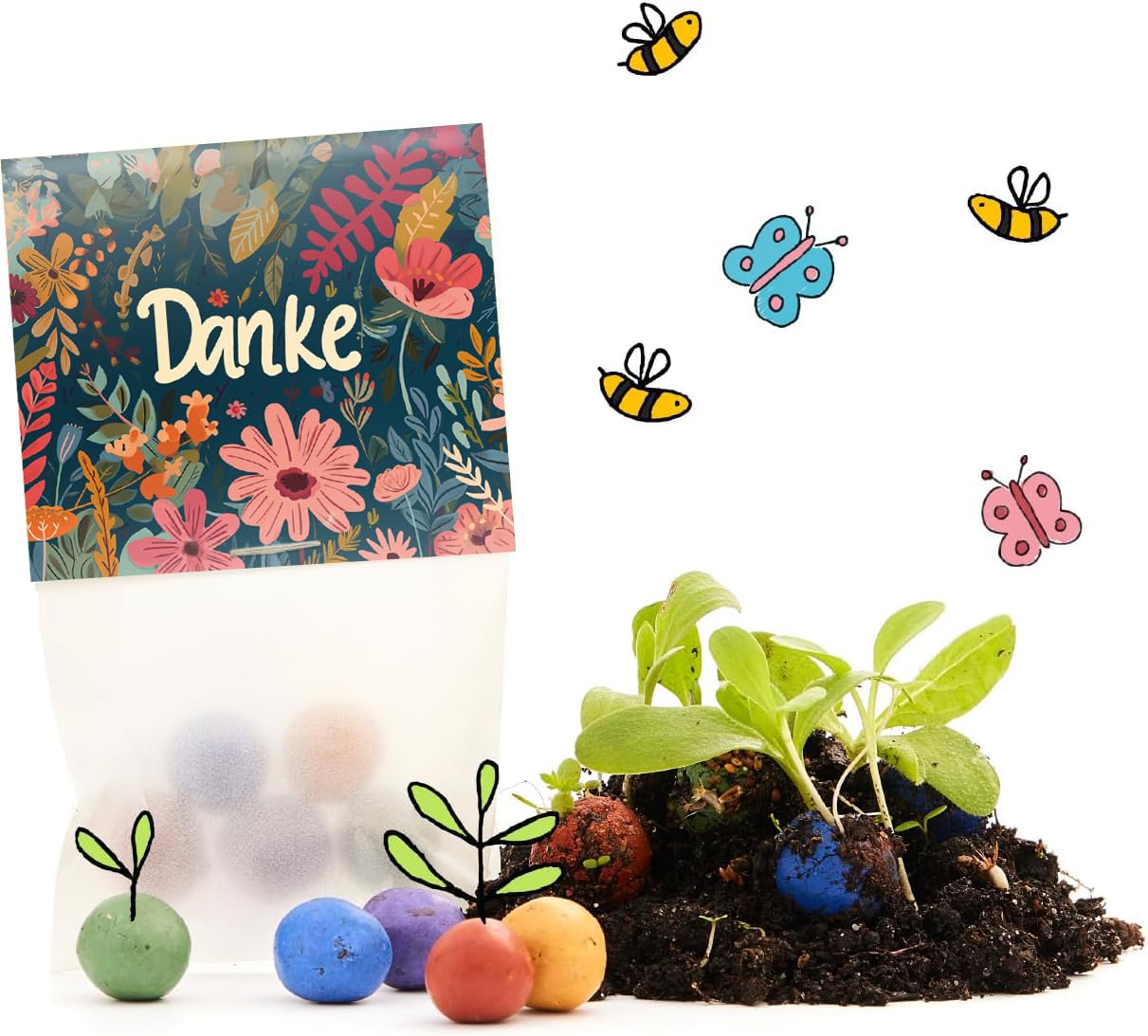 Sachets De Graines Fleurs 'Merci' – Lot De 10 à 50 – Cadeau Naturel Pour Invités, Collègues, Mariage