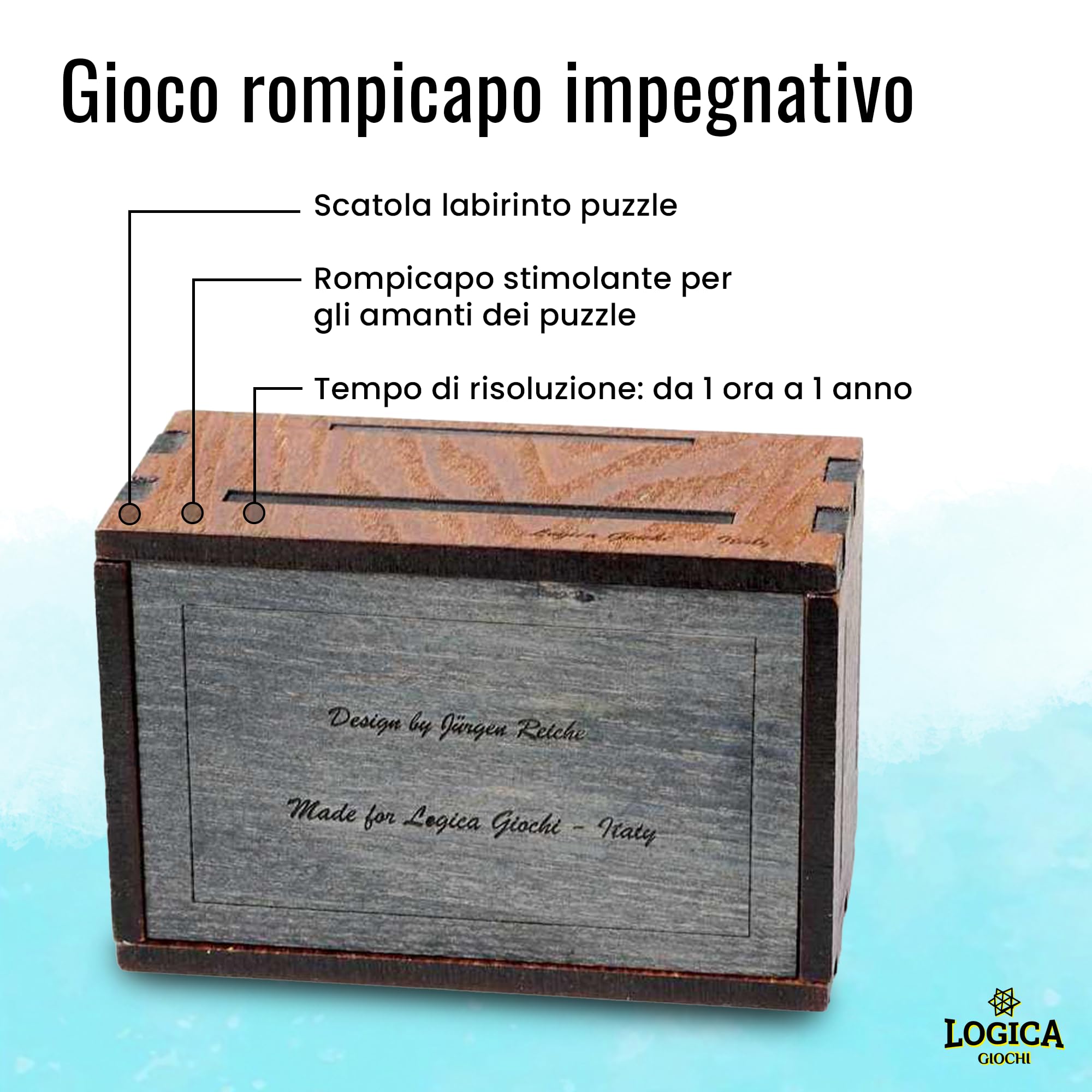 Logica Giochi - Pandora Box - Lo Scrigno Segreto - Puzzle in legno - Cofanetto segreto - Difficoltà 5/6 Incredibile - Collezione Leonardo