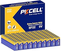 PKCELL 9V 6F22 Batteries, 9V Long Life Battery for Smoke Detectors, Anti-Theft Alarm Sensors, Square Battery for Garden Sprinkler, Pack of 100