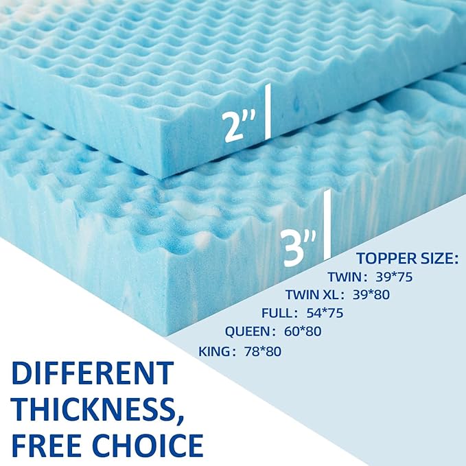 SINWEEK Colchoneta de Yoga 2 pulgadas Espuma Viscoelástica Twin Azul miniatura 7