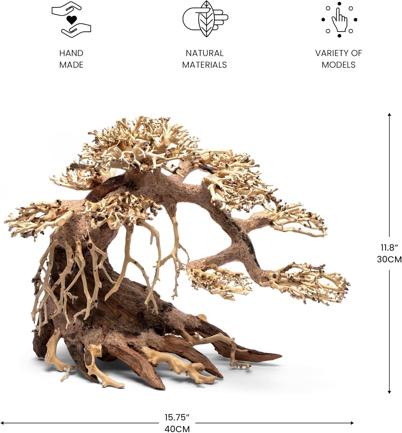 Ultum Nature Systems Bonsai – Handcrafted Driftwood for Aquarium, Tree Shape Aquarium Decor, Fish Tank Decorations, Terrarium Decor, Aquascaping Hardscape for Freshwater & Nano Tank - 021, Large