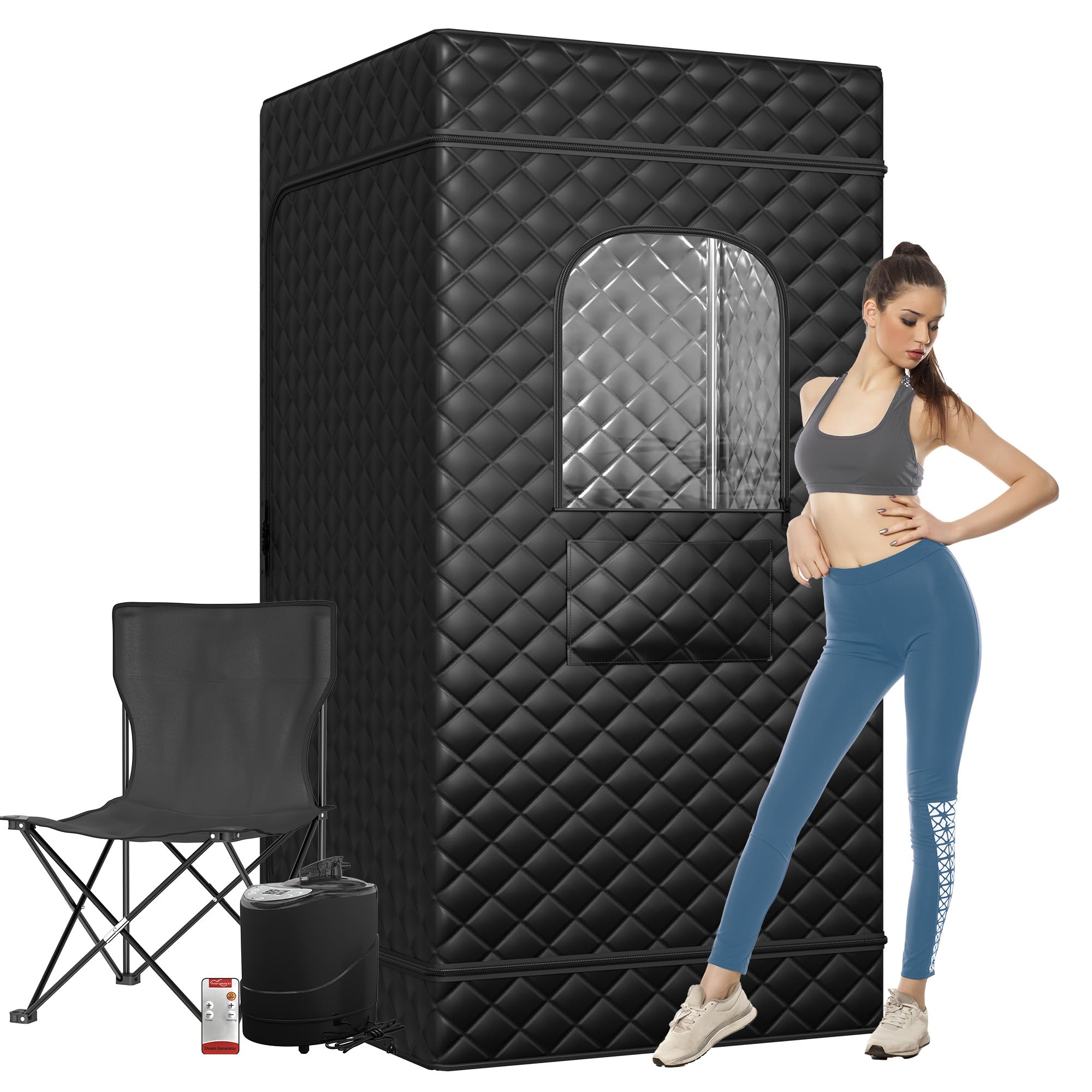 UDPATIO Sauna Box, Portable Sauna for Home Relaxation,Detoxification,Multiple Layered Thickend Cotton Sauna Tent with 3L 1200W Steamer,Remote Control,Rapid Heating 9 Levels, 31.5"×31.5"×70.5"