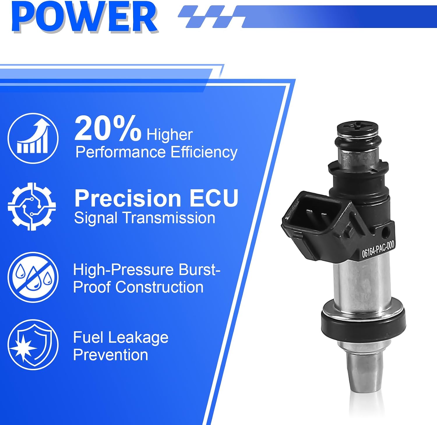 06164PCA000 Fuel Injectors Fit for 1999-2001 Honda CR-V EX LX 2.0L, for 2000-2001 Honda CRV SE 2.0L Replace# 06164-PCA-000, 842-12197, Set of 4